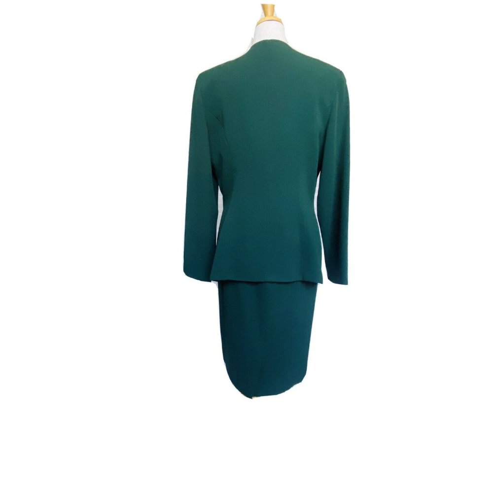 Karen Lawrence by Matthew Vintage Emerald Green Two-Piece Skirt Suit Bib Collar - Picture 4 of 12